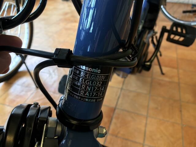 パナソニック電動アシスト自転車品番表示はヘッドチューブ